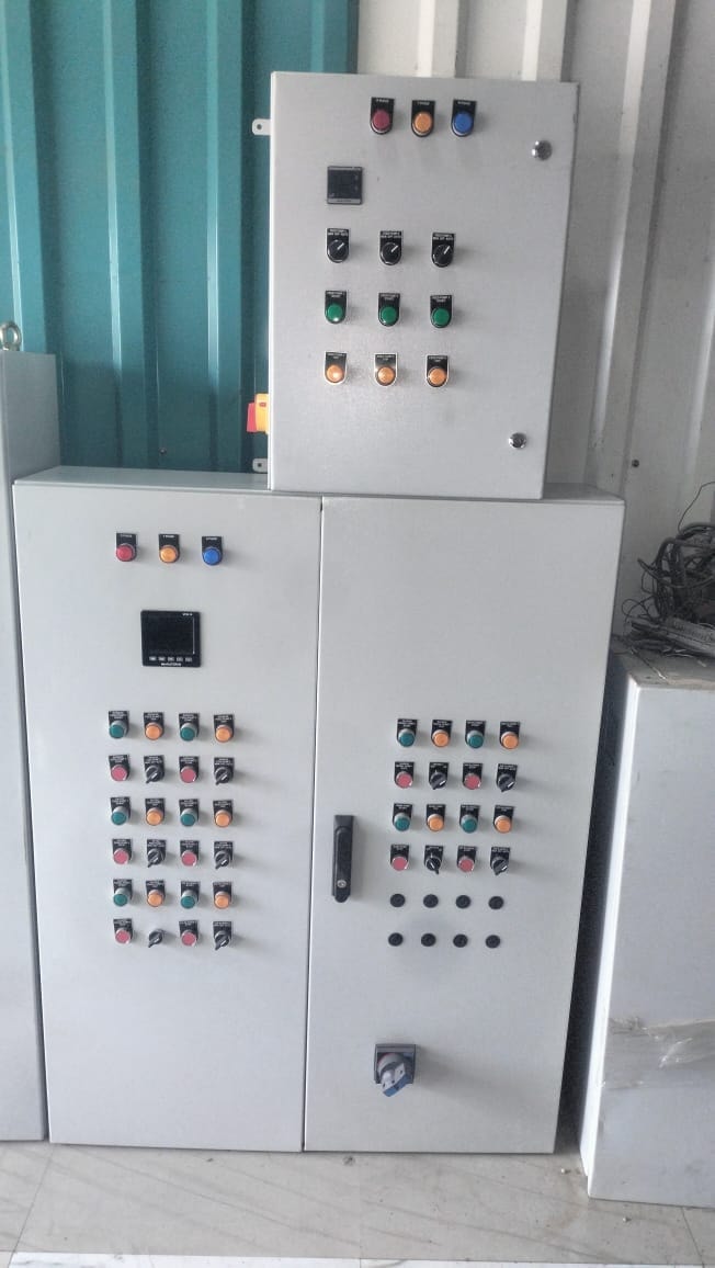 Control panels with coloured push buttons and switches