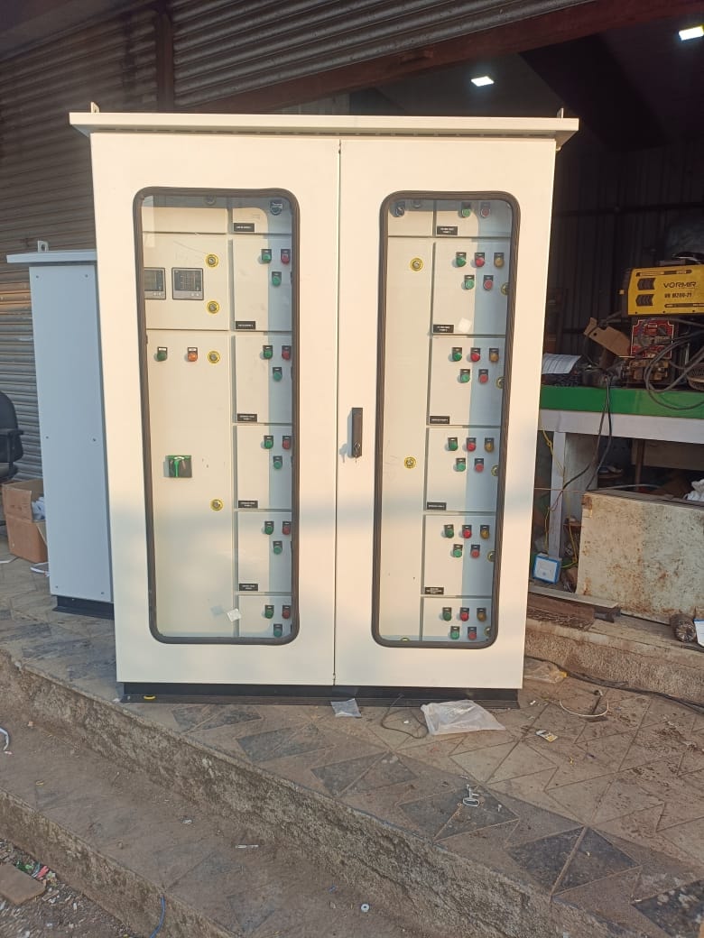 Dual-door MCC panel with transparent windows and control buttons