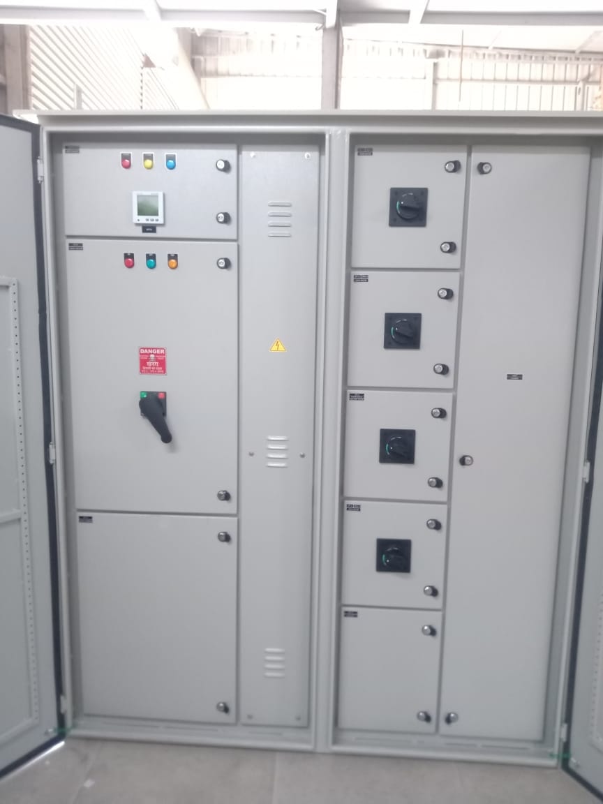 PCC panel with meters, circuit breakers and rotary switches
